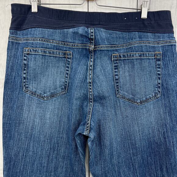 Old Navy (XL) Maternity Long Stretch Full Panel Blue Bootcut Jeans Dark Wash - Picture 4 of 10